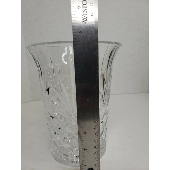 Genuine 24% Lead Crystal Flared Vase by DePlomb Crystal Pineapple Diamond Design - Picture 7 of 8